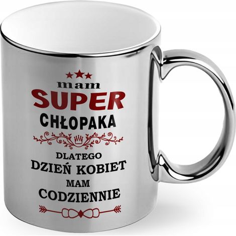 Silberne Tasse als Geschenk zum Frauentag vom Ehemann/Freund für Ehefrau/Freundin
