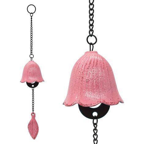 Petit carillon éolien suspendu en fonte pour l'extérieur, décoration de jardin ou d'intérieur (rose) (1/3)