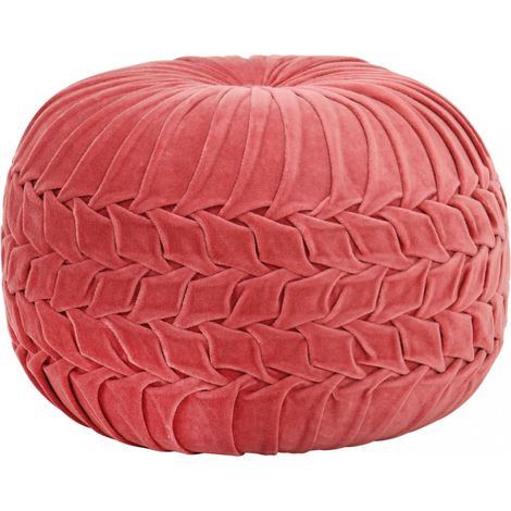 vidaXL Pouf Baumwollsamt Smock-Design 40 x 30 cm Rosa (1/5)