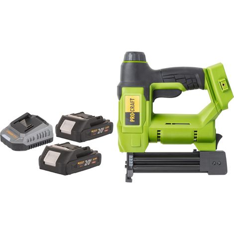 Procraft PEH20 Akku Tacker 20 V 15 - 32 mm + 2x Akku 2,0 Ah + Ladegerät