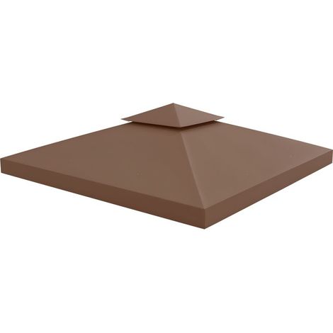 Toile De Rechange - Pavillon Jardin 3 x 3 m - Tonnelle Extérieure - Polyester 180 g/m² - Marron - 1 Pièce (1/5)