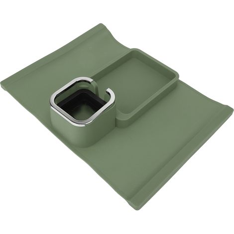 Porte-gobelet ergonomique multifonction en silicone pour canapé et bureau, avec base antidérapante (vert). (1/5)