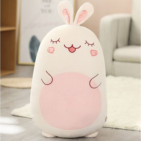 Coussin doux géant 60 cm Squishmallow lapin rose Kawaii, peluche animale moelleuse, oreiller décoratif tendre pour lit et canapé (1/3)