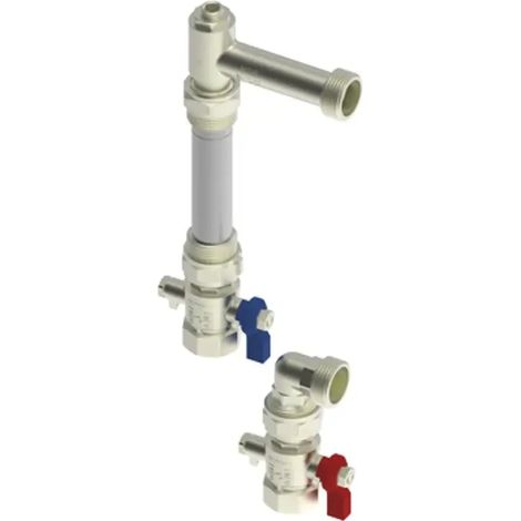 Roth Set contatore di calore verticale con 2 rubinetti a sfera nichelati, 1135010082