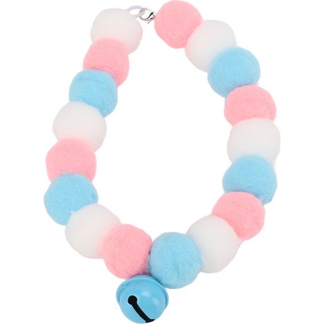 Collier pour animaux de compagnie avec boules en peluche douces et légères, orné d'une clochette, idéal pour les fêtes (DailyBlue, 34 cm). (1/5)