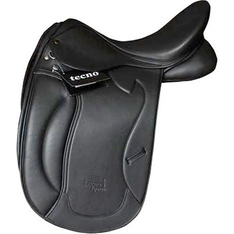 18''' = 45 cm, Noir: Selle de dressage Leipzig en cuir de veau doublé garrot interchangeable