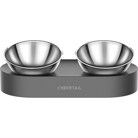 Petkit – Bol surélevé en acier inoxydable pour chat – Incliné 15° – Antidérapant – Réduit l'inconfort et les déversements – 13,7 cm de large
