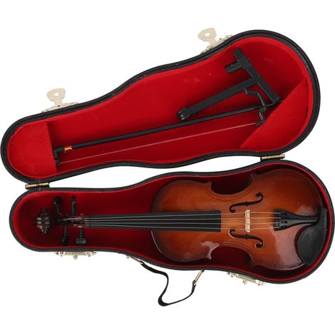 Violon miniature en bois, modèle d'instrument de musique miniature, objet de décoration avec coffret cadeau (1/5)