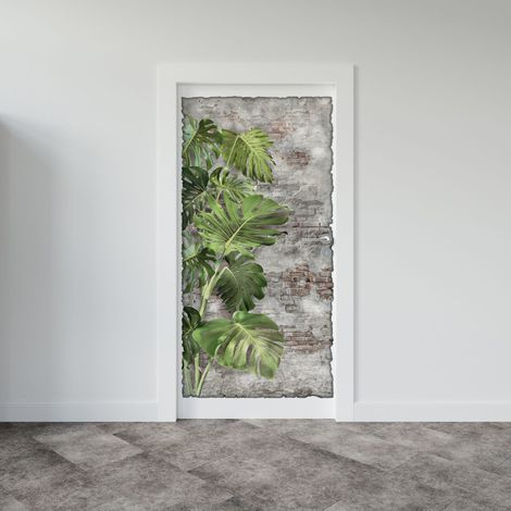 Grand Décor Panoramique Découpé, trompe l'oeil mur de brique, feuilles de vertes, mur végétal, 170 cm X 81 cm (1/5)