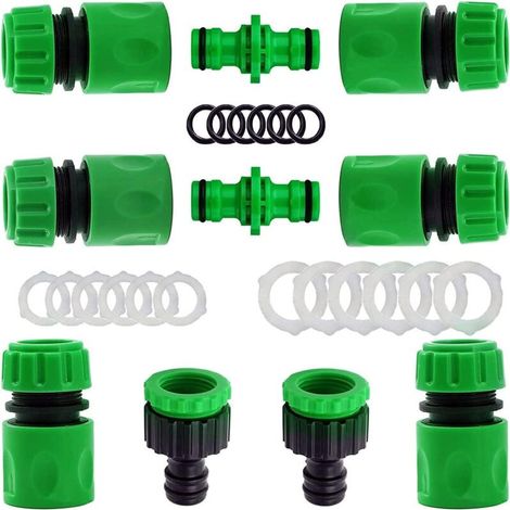 COOCHEER Pack of 10 Garden Hose Quick Connectors Set (6Pcs 1/2" Hose Quick Connector, 2Pcs Double Connector, 2Pcs Faucet Nose Connector) (1/4)