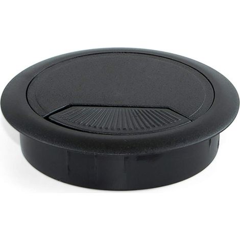 Round Cable Grommet Ø60mm for Desk, Plastic, Black, Pack of 20 (1/5)