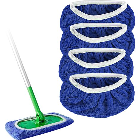 Wiederverwendbare Feuchttuch-Nachfüllpackungen, kompatibel mit dem Swiffer-Wischmopp, Trockenwischtücher, Mikrofaser-Feuchtreinigungstücher für Hartholzböden, 4er-Pack (Wischmopp nicht enthalten)