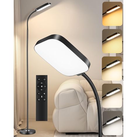 Lampadaire LED sur pied dimmable 18W – 1850 lm, Lampadaire salon avec télécommande, 3000–6500K, lampe de lecture moderne avec diffuseur prismatique (1/5)