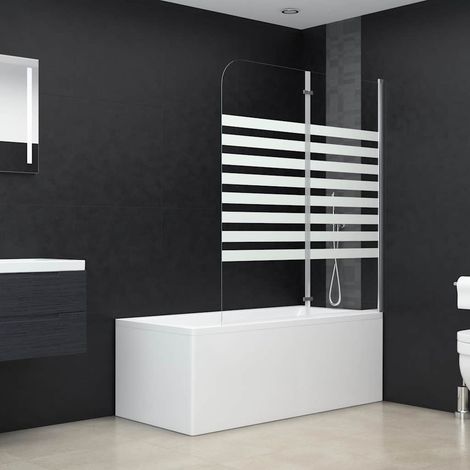 Enclos de bain 120x140 cm Verre trempé Rayures (1/5)
