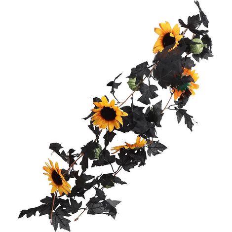 Guirlande de feuilles de tournesol artificielles multicolores (2 pièces), idéale pour la décoration de la maison, du jardin, des mariages et comme accessoire photo. (1/5)