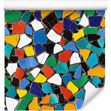 Papier peint mosaïque coloré turquoise et bleu pour salon et chambre 50x1000 cm (1/5)