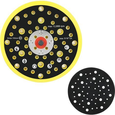 6 Pouces 52 Trous Plateau Ponceuse Compatible avec Mirka Deros Abranet Orbitale - 150mm plateau de Ponçage Disque Meuleuse Set Filetage 5/16 Base de Poncage pour le Meulage de Polissage (1/5)