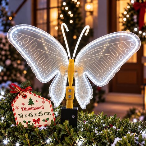 Farfalla Luminosa Natale 246Led Bianco Freddo Decorazione Natalizia 30x43x25cm (1/5)