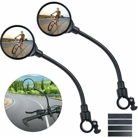 Specchietto retrovisore per bicicletta, confezione da 2 specchietti grandangolari girevoli a 360°, specchietti di sicurezza convessi in acrilico per manubri da 22-30 mm, accessori per bici per tutte l (1/5)
