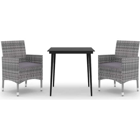 Maison Exclusive - 3-tlg. Garten-Essgruppe mit Auflagen Poly Ratt (1/5)