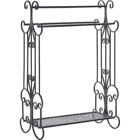 Toallero de metal negro 60 x 90 cm independiente 3 rieles vintage Gladis (1/5)