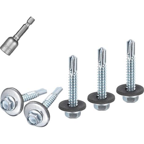 Vis Autoforeuse Metal 4,8×20mm Vis de Toit avec Rondelle Scellée en EPDM (1/5)