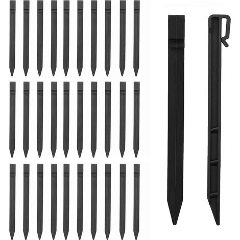 Lot de 30 piquets d'ancrage, 24, 6 cm, plastique résistant, pour bordure paysagère, fixation géotextile, jardin et terrasse (1/5)