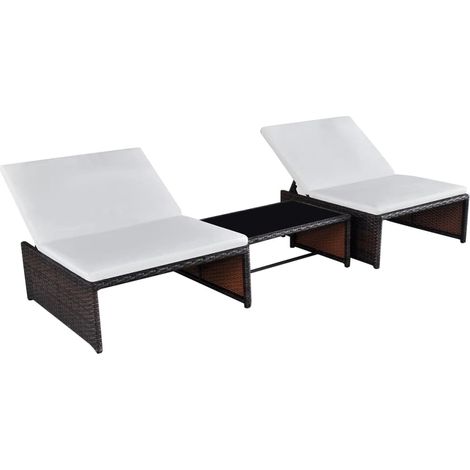 Rattan - vidaXL Sedie da Giardino Reclinabili 2 pz con Tavolo Polyrattan - Sedie con tavolo