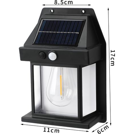 PRI-Lampe solaire extérieure avec détecteur de mouvement – 3 modes d'éclairage – IP44 étanche – Installation facile sur mur – Éclairage blanc chaud (1/5)