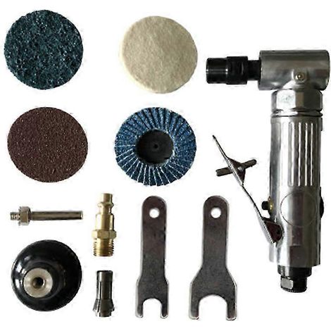 Meuleuse d'angle pneumatique 1/4 pouce, 90 degrés, machine à meuler pneumatique, polisseuse, fraiseuse, ensemble d'outils de gravure avec clé à molette js (1/5)