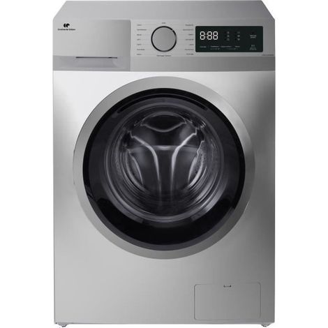Continental Edison – Lave-linge hublot 12kg CELL1214ISS – Classe A – 1400 trs/min – Moteur induction – Largeur 60 cm – Silver (1/5)