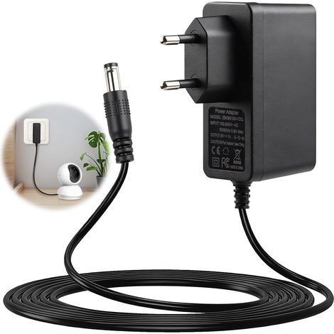 Adaptateur Secteur 9V 1A pour Caméra Tapo C100 C200 C210 C310 C320WS TC60 TC70, Alimentation avec Câble 1.5 m pour Caméra IP WiFi FHD 360° (1/5)