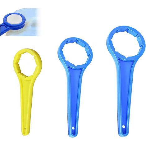 3 Pièces - Clé Polygonale - Clé à Bidon - Ouverture Fûts DIN 41 51 61 - Usage Industriel et Domestique - Bleu et Jaune - Taille Universelle (1/5)