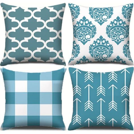 Housse Coussin 45x45 Lot de 4 Décoratif Canapé Taie d'oreiller Decoration Canapé Housses Coussin en Lin d'extérieur Taie Oreiller Décoration pour Chambre, canapé, Chaise, Lit,Jardin 45x45cm (1/2)