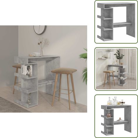 Bartisch mit Regal Betongrau 100x50x101,5 cm Holzwerkstoff - Stehtisch - Bartisch - Bistrotisch - Kücheninsel - Holzwerkstoff (1/5)