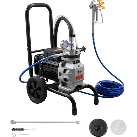 Pulvérisateur de Peinture sans Air à Membrane, Système de Pulvérisation de Peinture Airless 1100 W, pour Décor Intérieure Extérieure, Haute Pression 15,17 MPa, avec Chariot, Rallonge et Brosse (1/5)