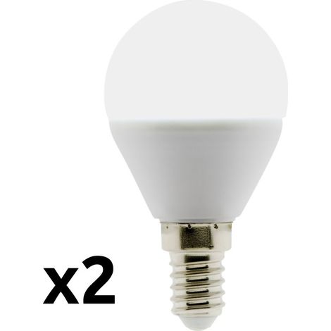 Lot de 2 ampoules LED sphériques E14 5W - Blanc chaud - 400lm 6500K - Zenitech (1/3)