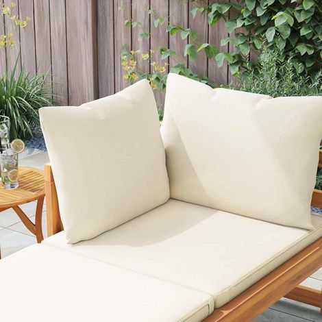 Chaise longue, Fauteuil Relax, pour Jardin Balcon Camping, avec 1 accoudoir Blanc crème Bois d'acacia solide OIB1225E (1/5)