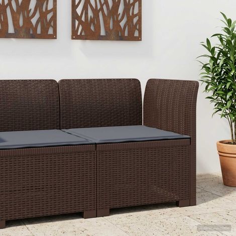 Canapé de jardin 1 place aspect rotin en polypropylène avec coussin marron 62 x 62 x 70 cm - PANGIVO (1/5)