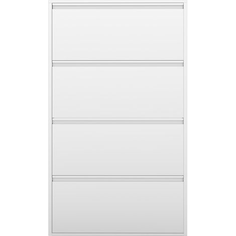 Zapatero metálico de pared con 4 cajones abatibles, blanco (1/5)