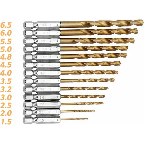 Foret HSS Cobalt - Jeu de 13+1 Forets à Queue Hexagonale 6,35 mm - Diamètres 1 à 6,5 mm - Pour Métaux, Bois et Plastiques (1/5)