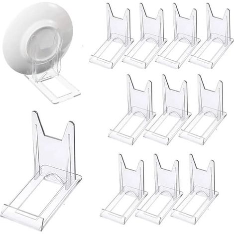 Présentoir en acrylique 12 pièces, porte-assiettes en plastique, présentoir décoratif réglable, étagère à assiettes, présentoir décoratif (1/5)