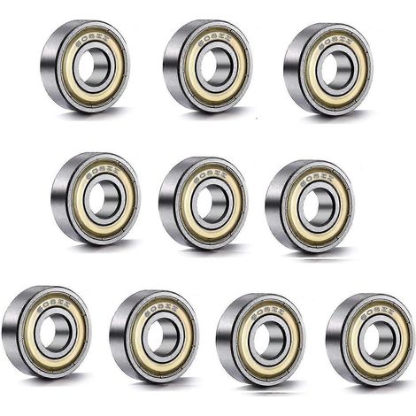 Roulements à billes 608 ZZ (10 pièces), en métal, roulements à billes miniatures à gorge profonde doublement étanches pour skateboards (8x22x7mm) (1/4)