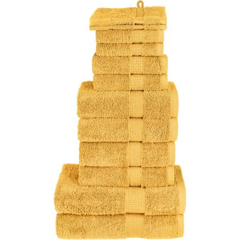 Juego de toallas premium SOLUND 12 unidades dorado 600 gsm vidaXL