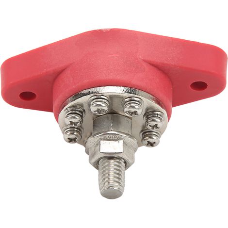 Borne de distribution d'alimentation à goujon unique rouge M10 de 3/8 po pour batterie 12 V/48 V, borne de jonction, bloc de barres omnibus, goujon pour voitures, camping-cars, bateaux et camions (1/5)