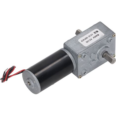 Doppelwellen-Gleichstrommotor 12 V, selbsthemmend, Drehzahlreduzierung, Rechts-/Linkslauf, Schneckengetriebemotor, 40 U/min (1/5)