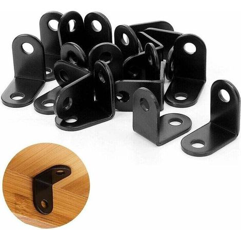Pack of 20 small black mounting brackets, 26 x 26 mm metal bracket for fixing and repairing furniture, repairing juntas (1/4)