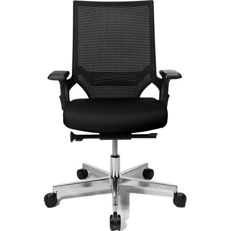 Chaise de bureau pivotante avec mécanisme synchrone ponctuel noir/noir 450-550 mm avec accoudoir capacité charge 110 kg TOPSTAR (1/4)
