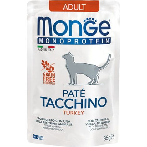 Pâté de dinde monoprotéiné pour chat adulte Monge 85 g