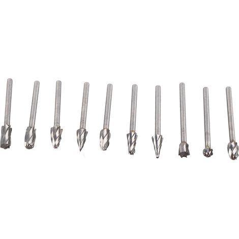 Set mit 10 grobzahnigen Hartmetall-Fräsern, einschneidigen Rotationsfräsern zum Fräsen und Entgraten von Holz (1/5)